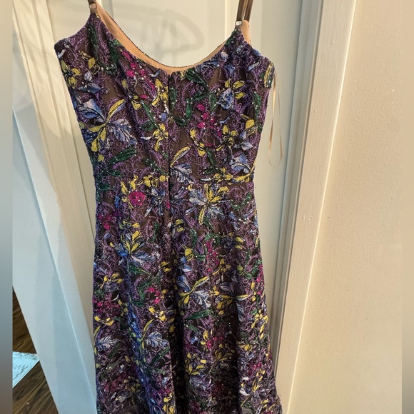 Dress The Population Uma Midi Dress in Amethyst Multi Sequin A-Line Floral - Picture 2 of 3